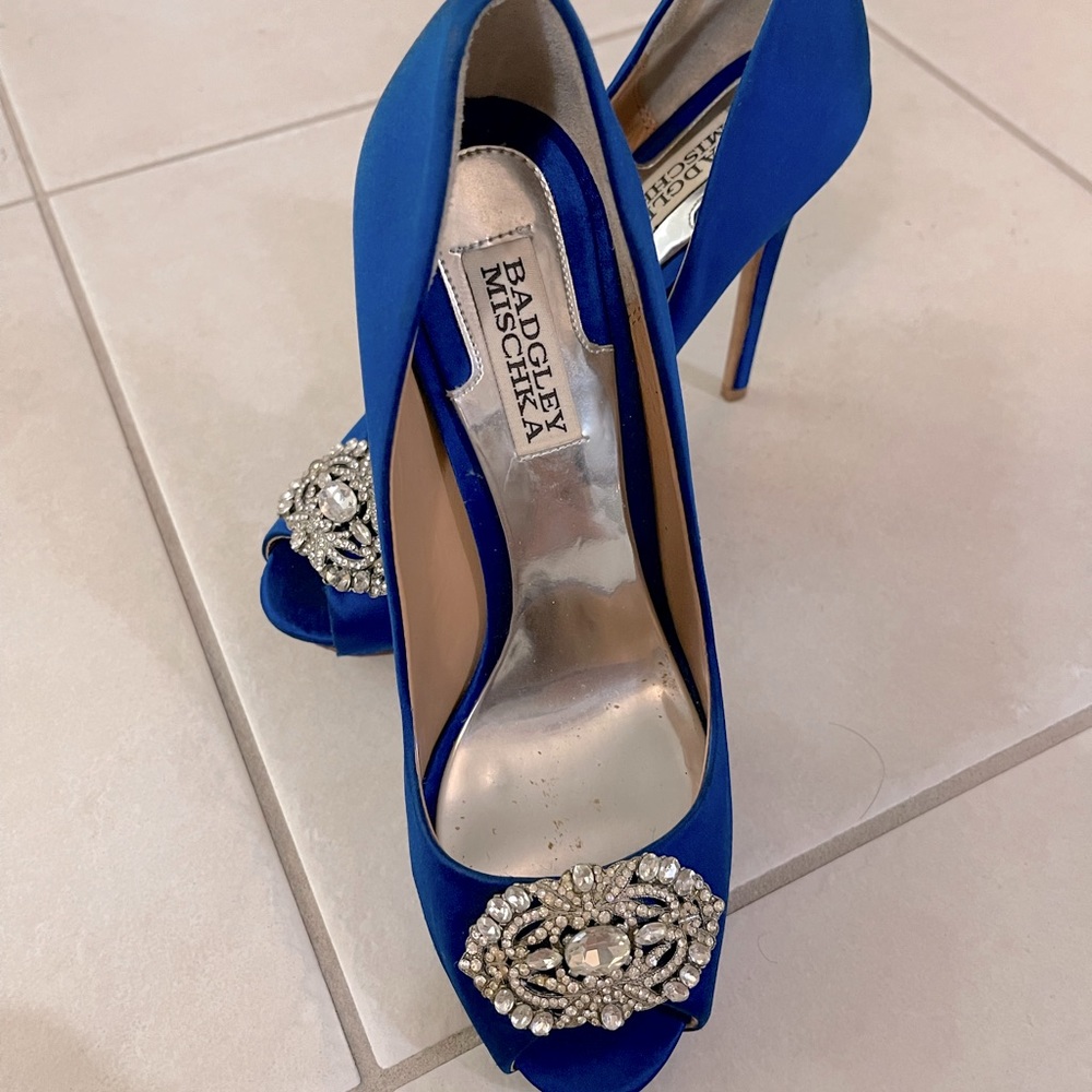 Cobalt blue satin heels